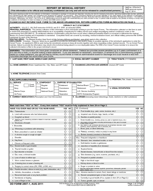 Dd Form 2807 1 Fillable