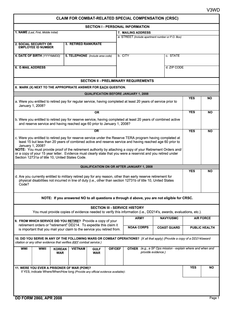 Dd Form 2860 Fillable 2022