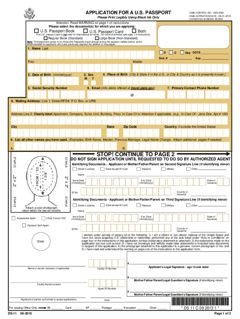 Ds 11 Passport Application PDF Fillable