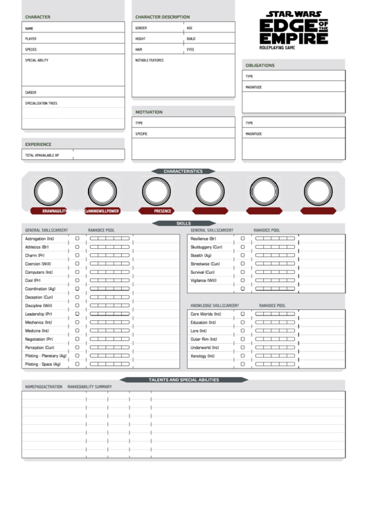 Edge Of Empire Fillable Character Sheet