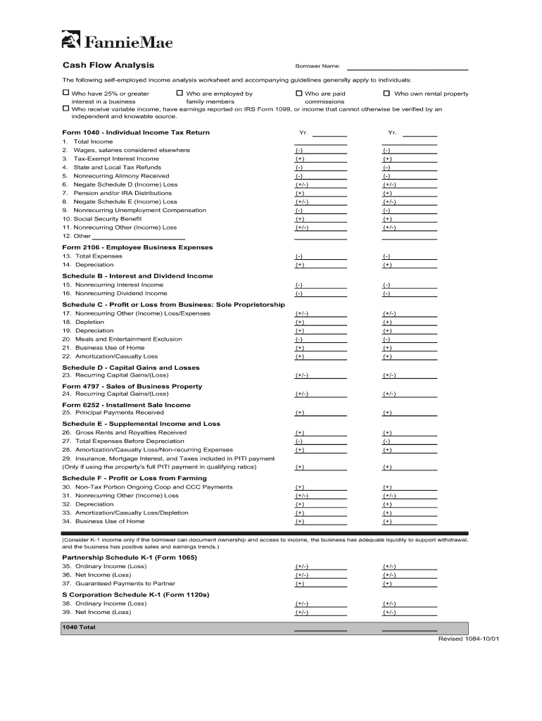 Fannie Mae Form 1084 Fillable