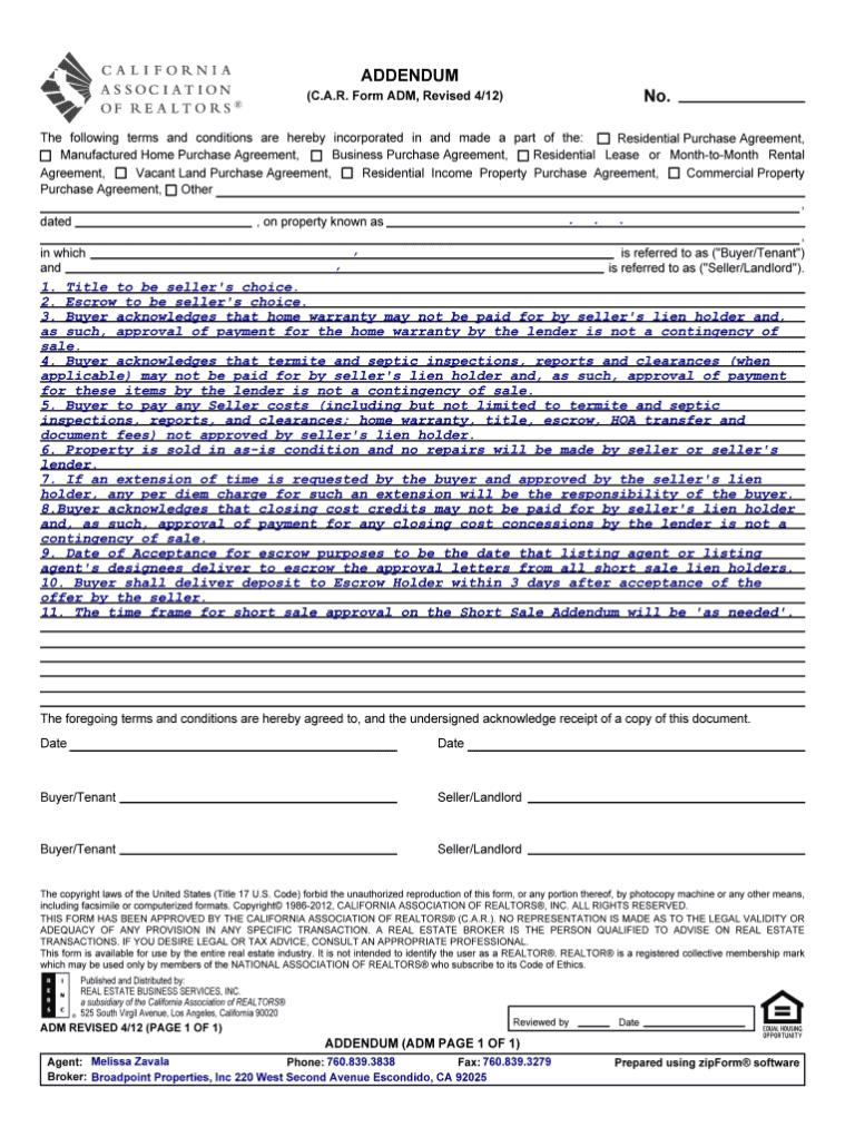 C A R Form Lra Revised 12 22