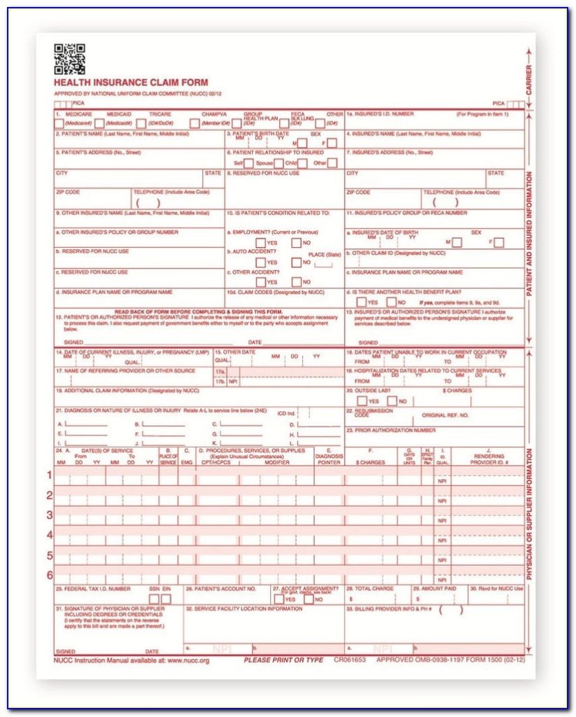 Fillable Cms 1500 Form 02 12 - Fillable Form 2023