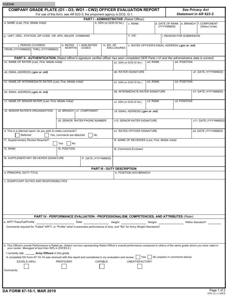 Fillable Da Form 67 10 1 Mar 2022 - Fillable Form 2022