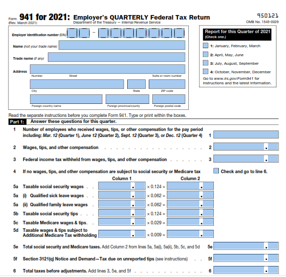 Fillable Irs Form 941 For 2022 Fillable Form 2023