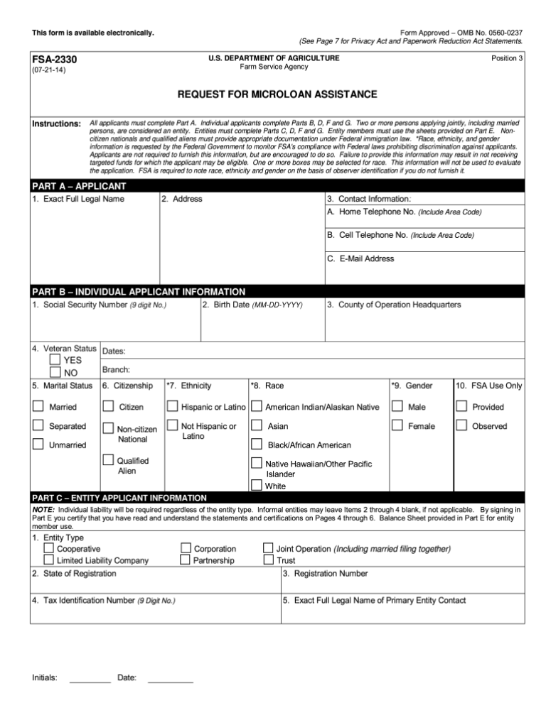 Fillable PDF For USda Fsa Forms Fillable Form 2023