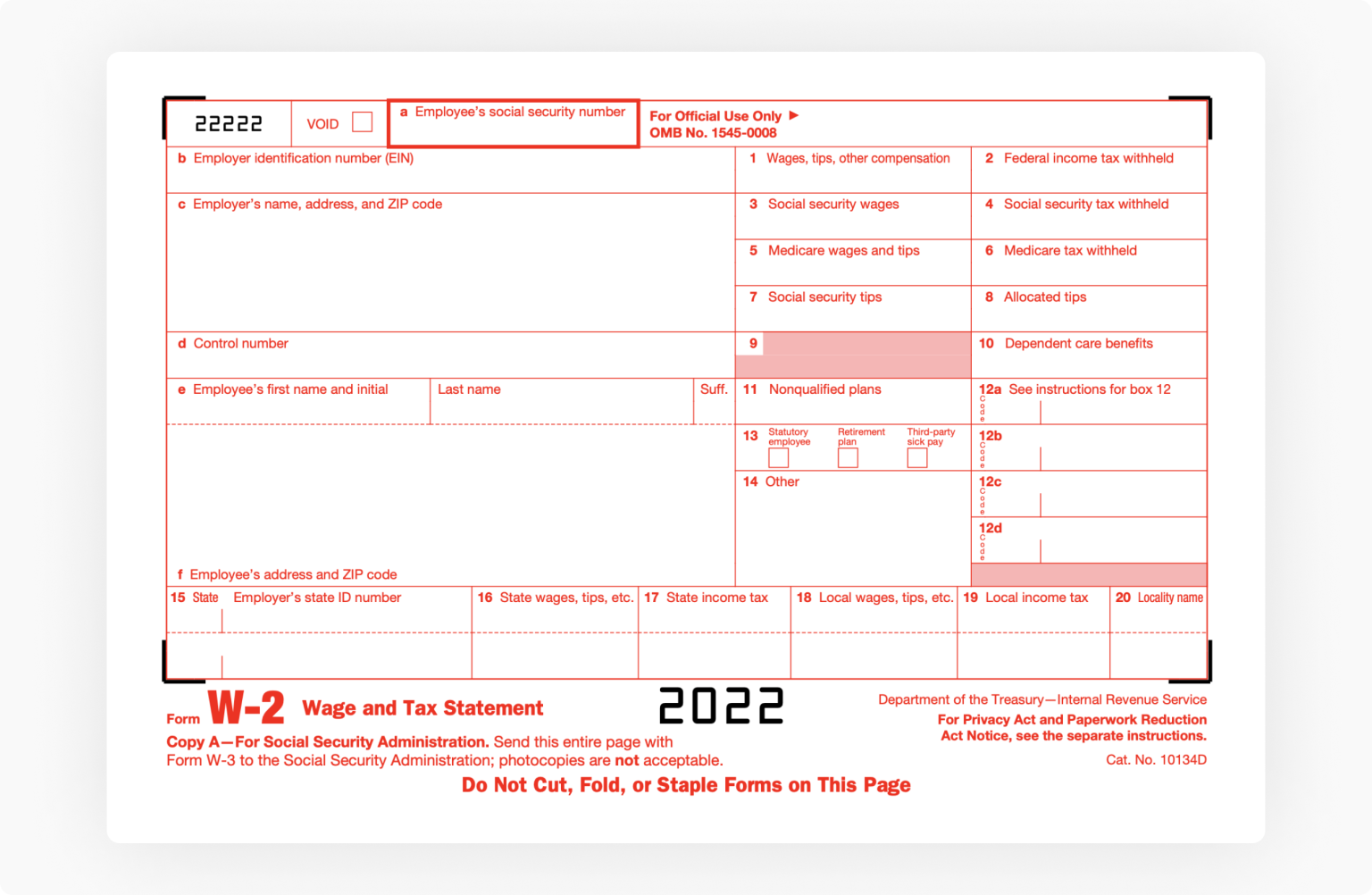 2022 Irs W 2 Fillable Form Fillable Form 2023