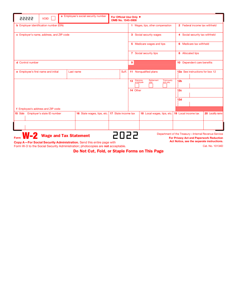2022 W2 Free Fillable Printable W 2 Form Fillable Form 2024