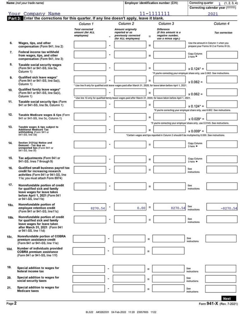 worksheet 2 form 941 x
