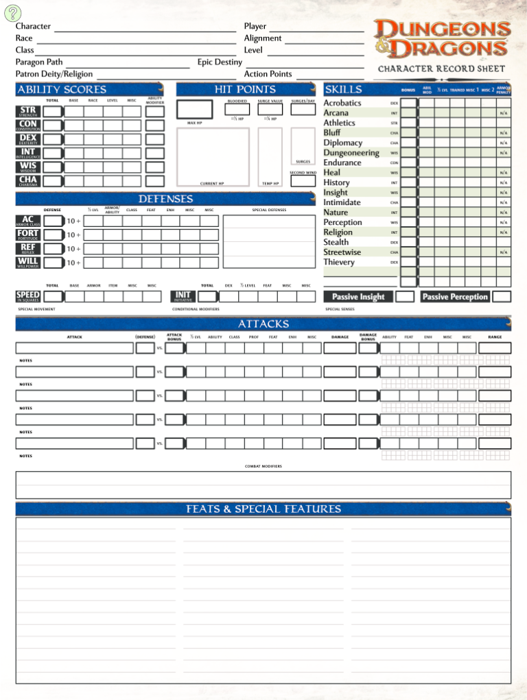 Ad&d Second Edition Fillable Character Sheet Fillable Form 2024
