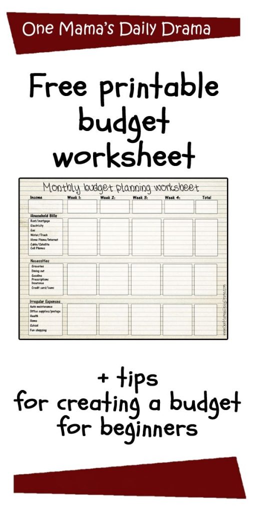 Beginner Printable Budget Worksheet Free