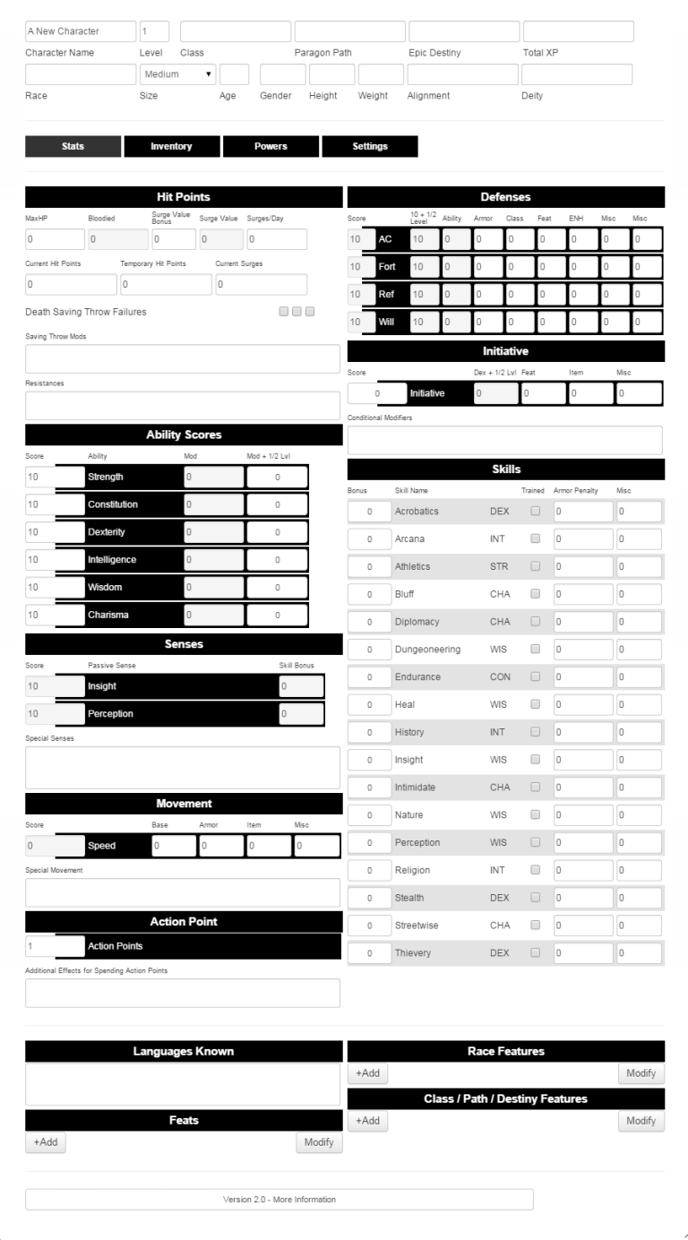 D&d 4e Character Sheet Fillable Fillable Form 2024