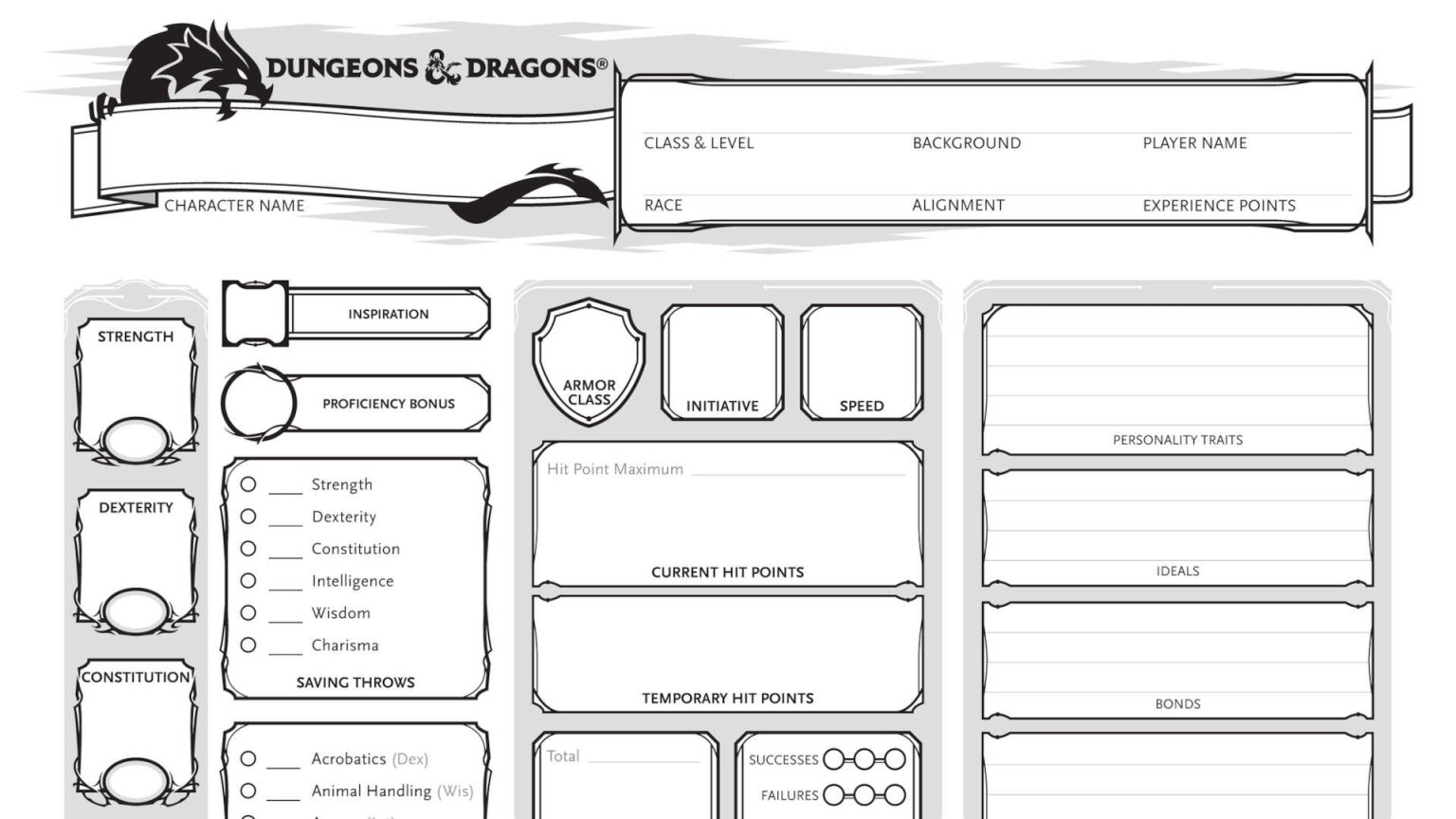 D&amp;d Fillable Character Sheet - Fillable Form 2023