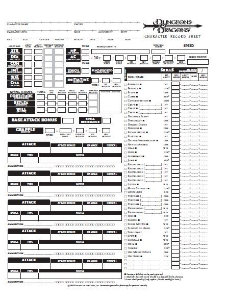 Fillable Character Shhet Dungeons And Dragons 3 5 PDF