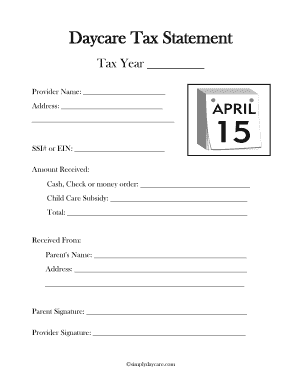Fillable Childcare Tax Form For Parents