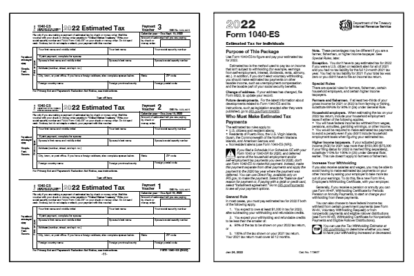 Fillable Estimated 2022 Quarterly Tax Payment