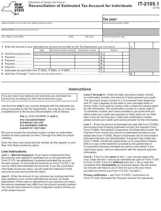 Fillable New York Form It 2105 Fillable Form 2023