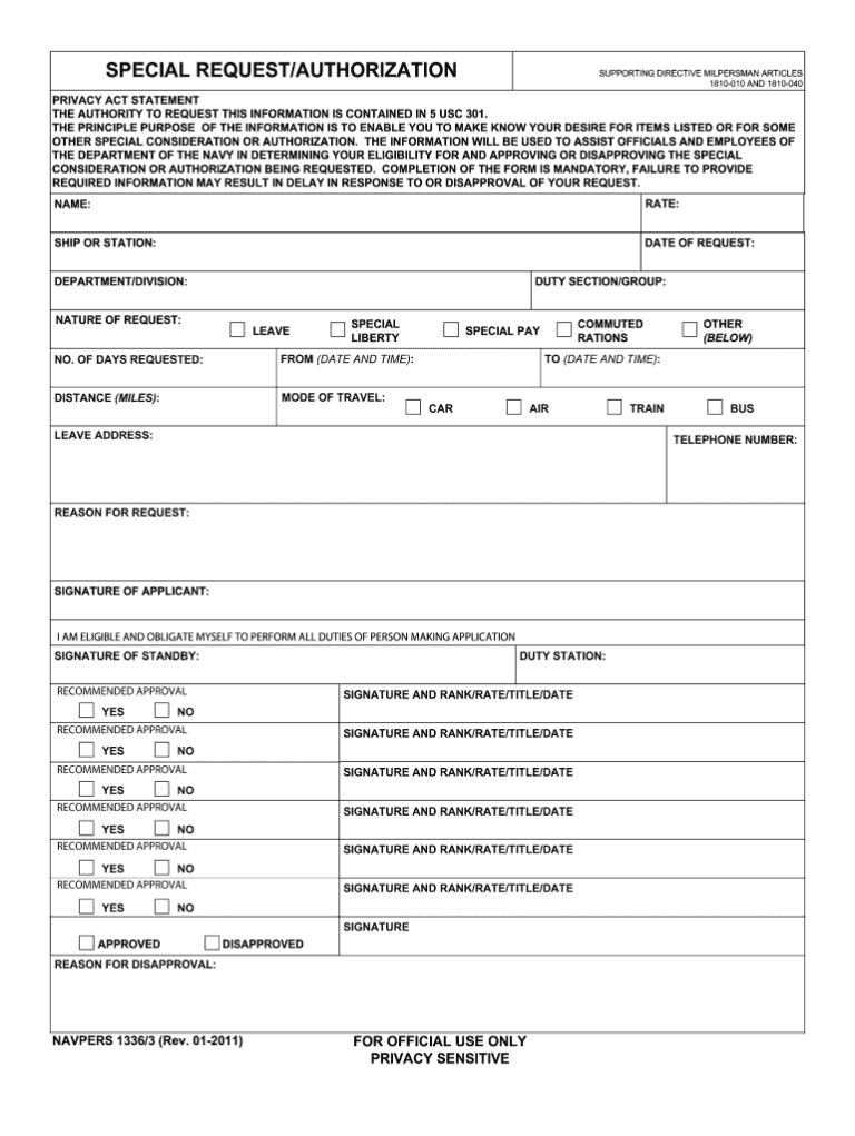 Fillable Special Request Chit Navy 2022 - Fillable Form 2023