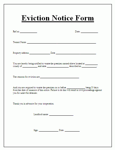 Form Printable Free Blank Eviction Notice Pdf