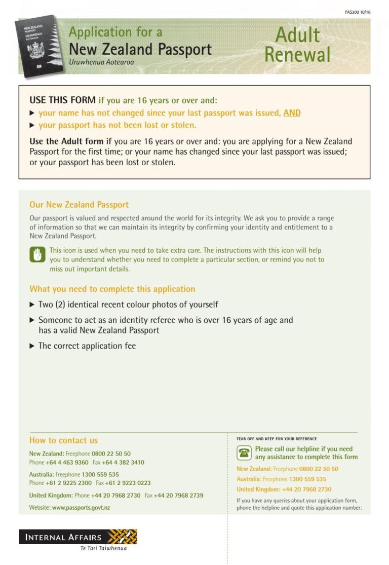 Forms For Passport Renewal New Zealand Fillable Form 2024