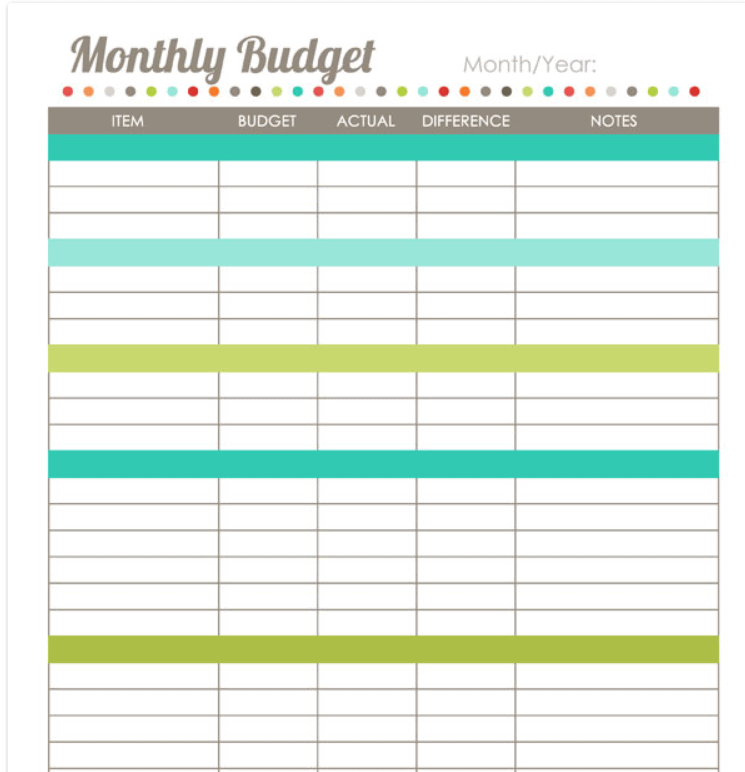 Free Printable Budget Template Monthly