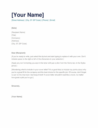 Free Printable Cover Letter Examples