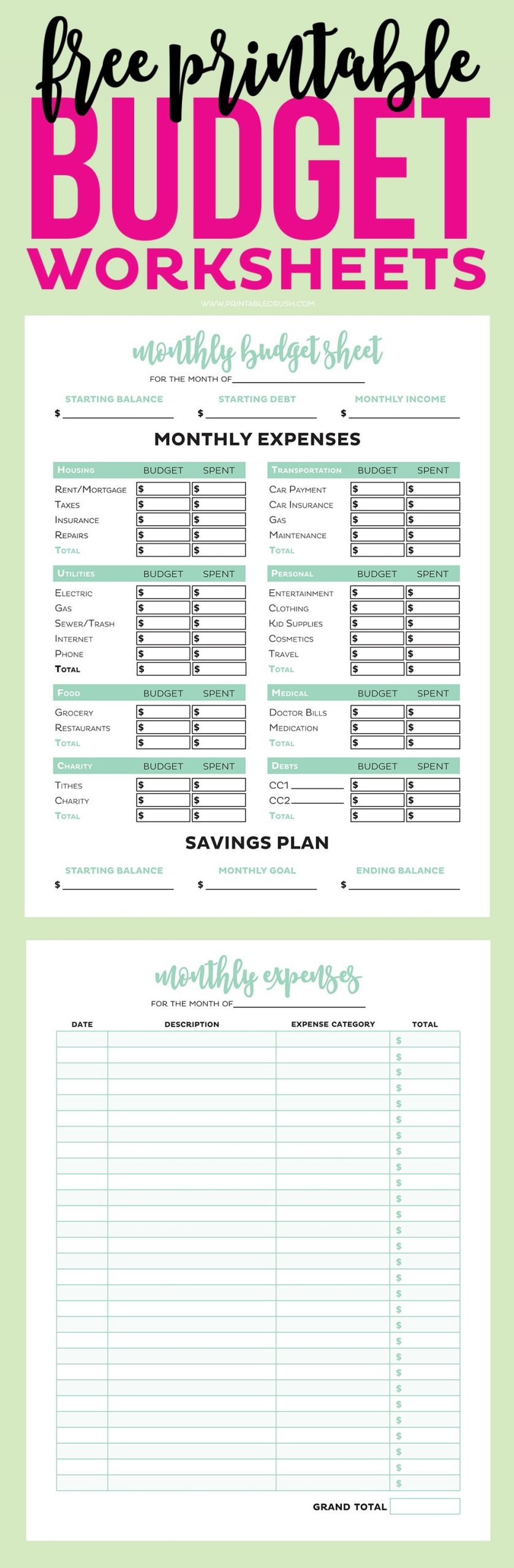 Free Printable Easy Budget Forms