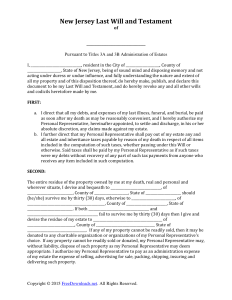 Free Printable Forms For Last Will And Testament Nj - Fillable Form 2023