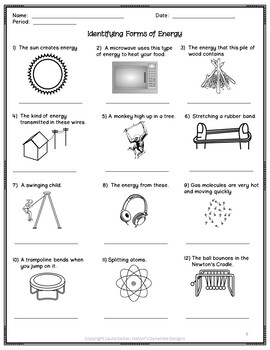 Free Printable Forms Of Energy Worksheets