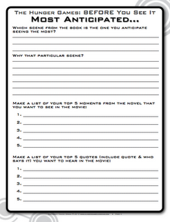 Hunger Games Free Printable Worksheets