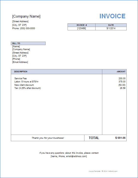 Invoice Templates Printable Free Word Doc