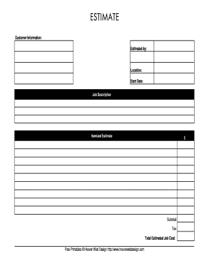 Pdf Free Printable Estimate Forms