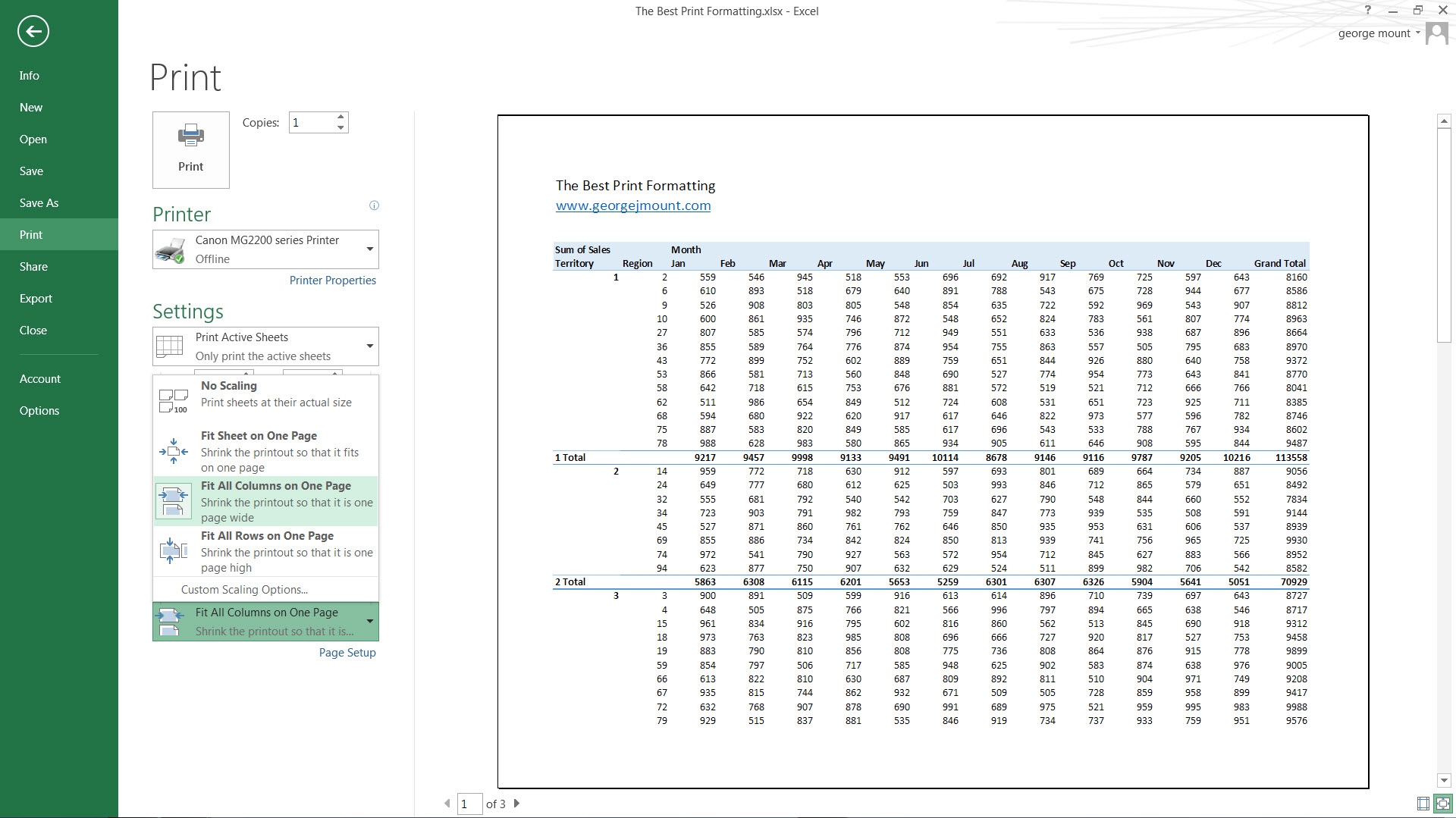 Print Format From Excel