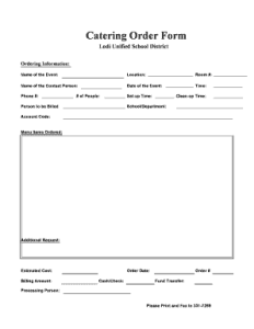 Printable Blank Catering Order Form - Fillable Form 2023