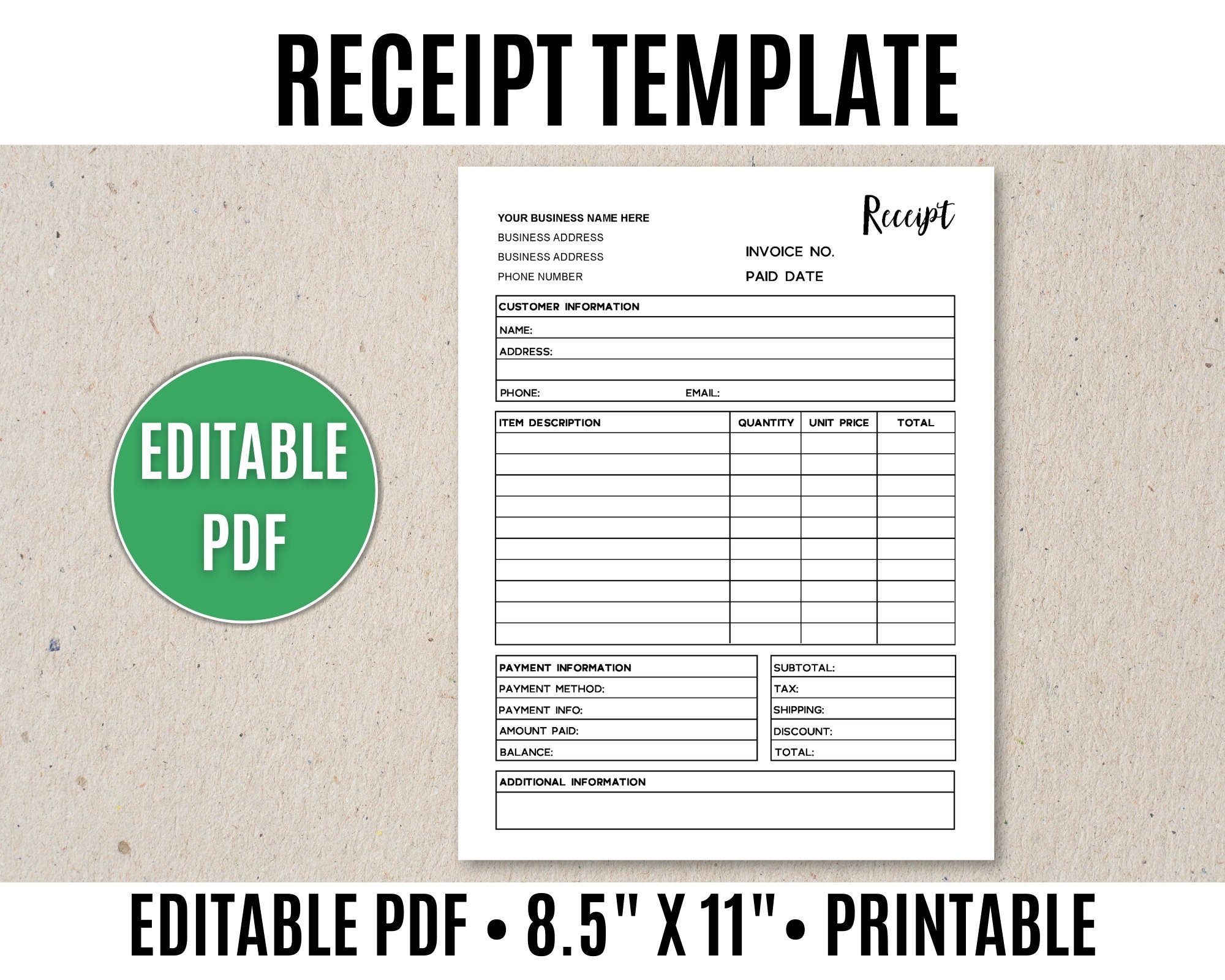 Printable Blank Receipt Forms