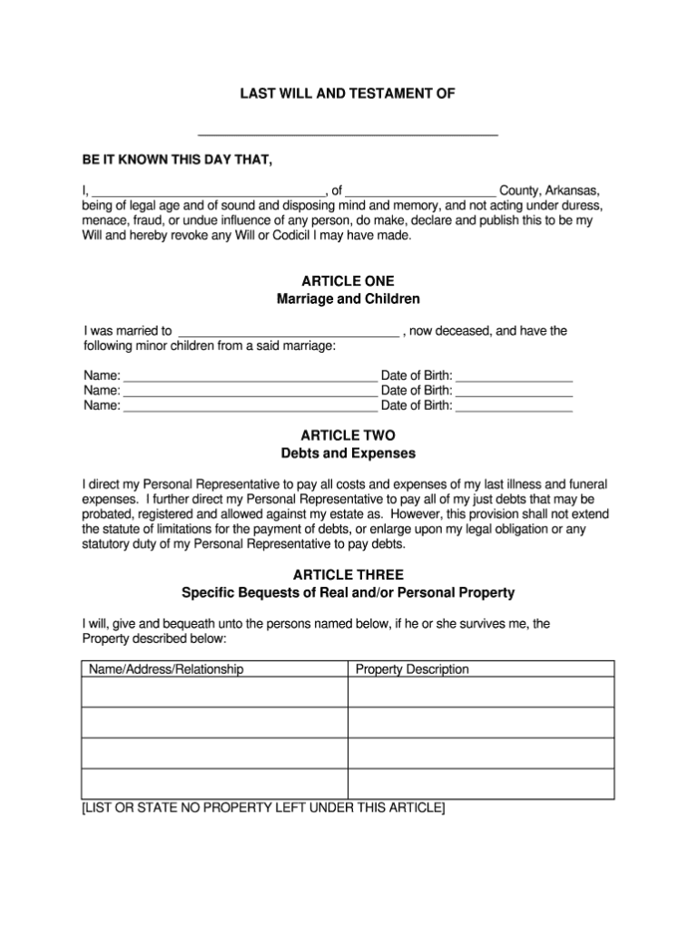 Printable Blank Will Forms To Fill Out At Home