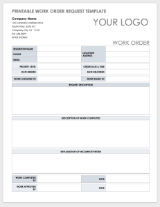 Printable Blank Work Order Form - Fillable Form 2023