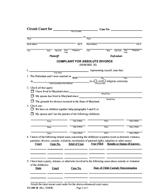 Printable Divorce Papers For Md
