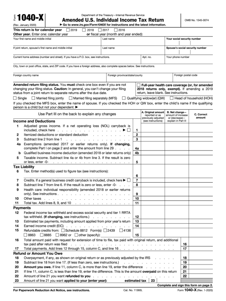Printable Form 1040 x Fillable Form 2023