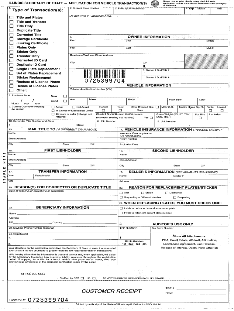 Printable Form Vsd 190