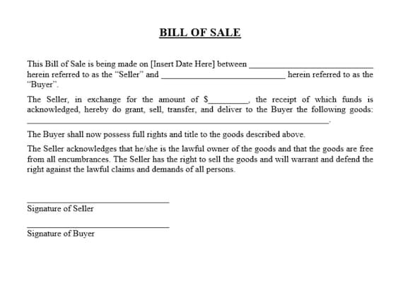 Printable Forms For Bill Of Sale