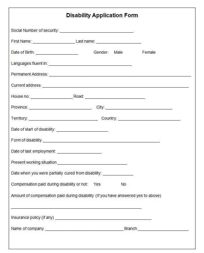 Printable Forms For Disability