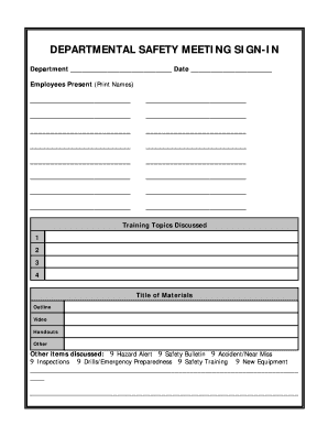 Printable Free Safety Meeting Forms