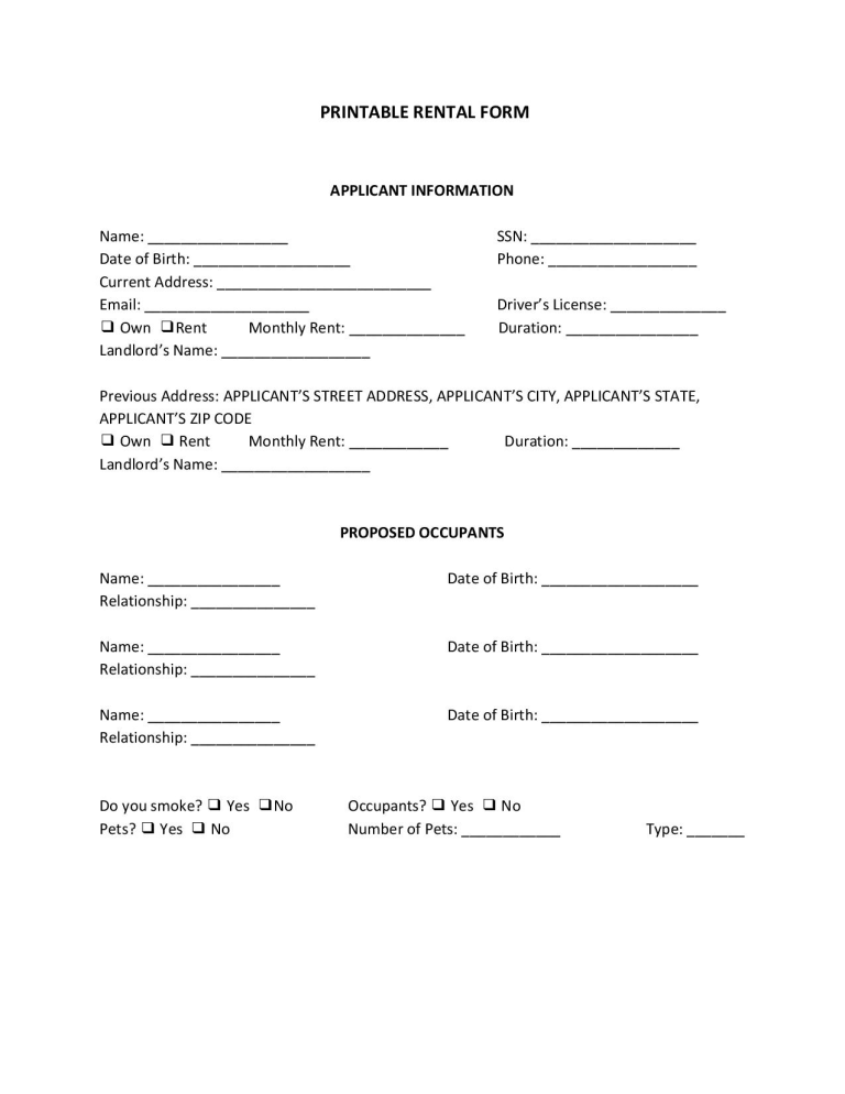 Printable Landlord Forms Fillable Form 2024 7433