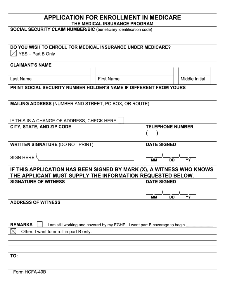 Printable Medicare Form Cms 40b Fillable Form 2024