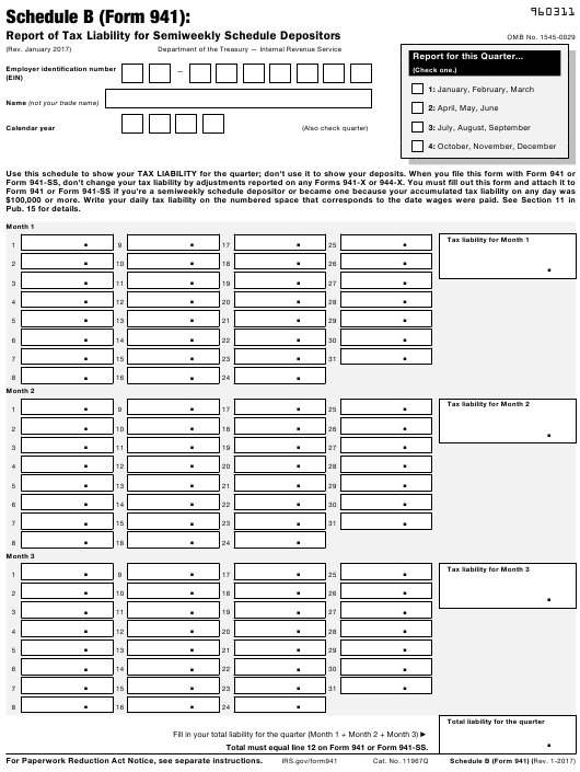 Printable Schedule B Form 941 Fillable Form 2024