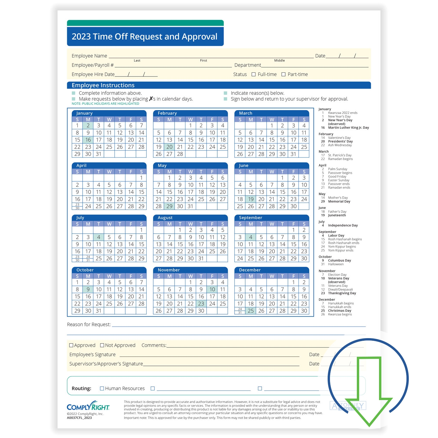 2023 Downloadable Time Off Request And Approval Form HRdirect