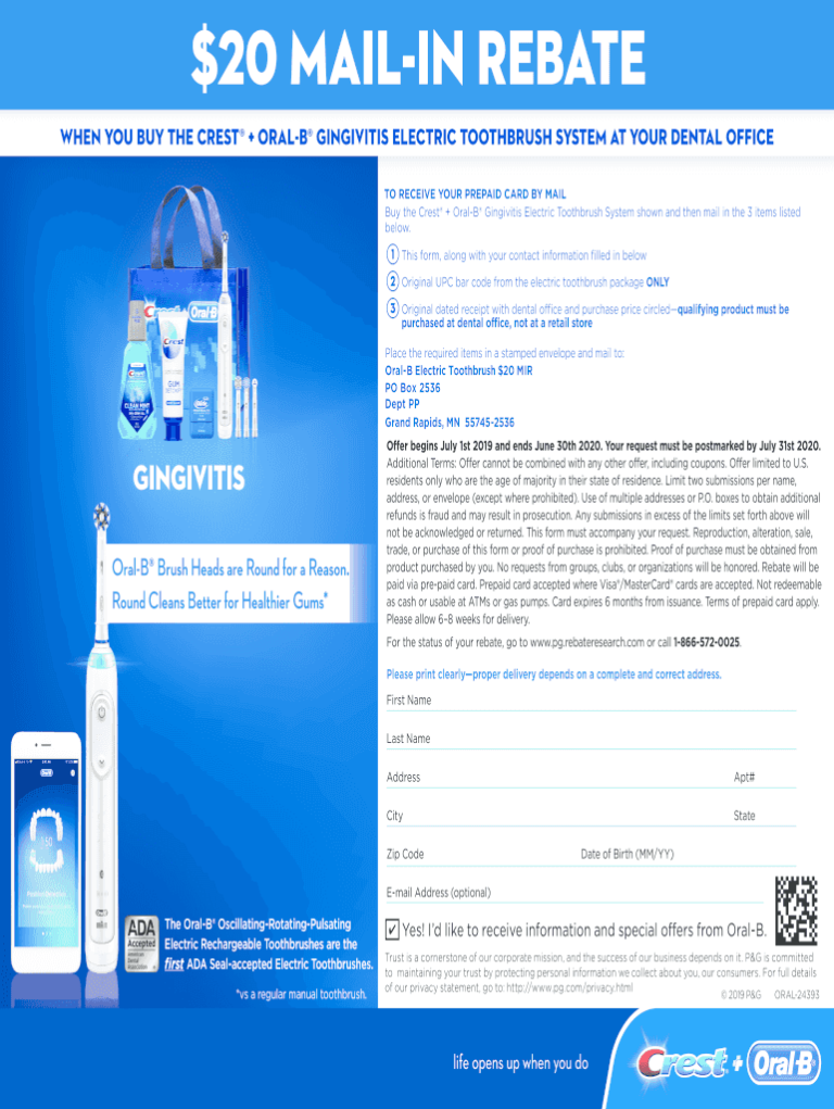 Oral B Rebate Form 2020 Fill Out Sign Online DocHub Fillable Form 2023