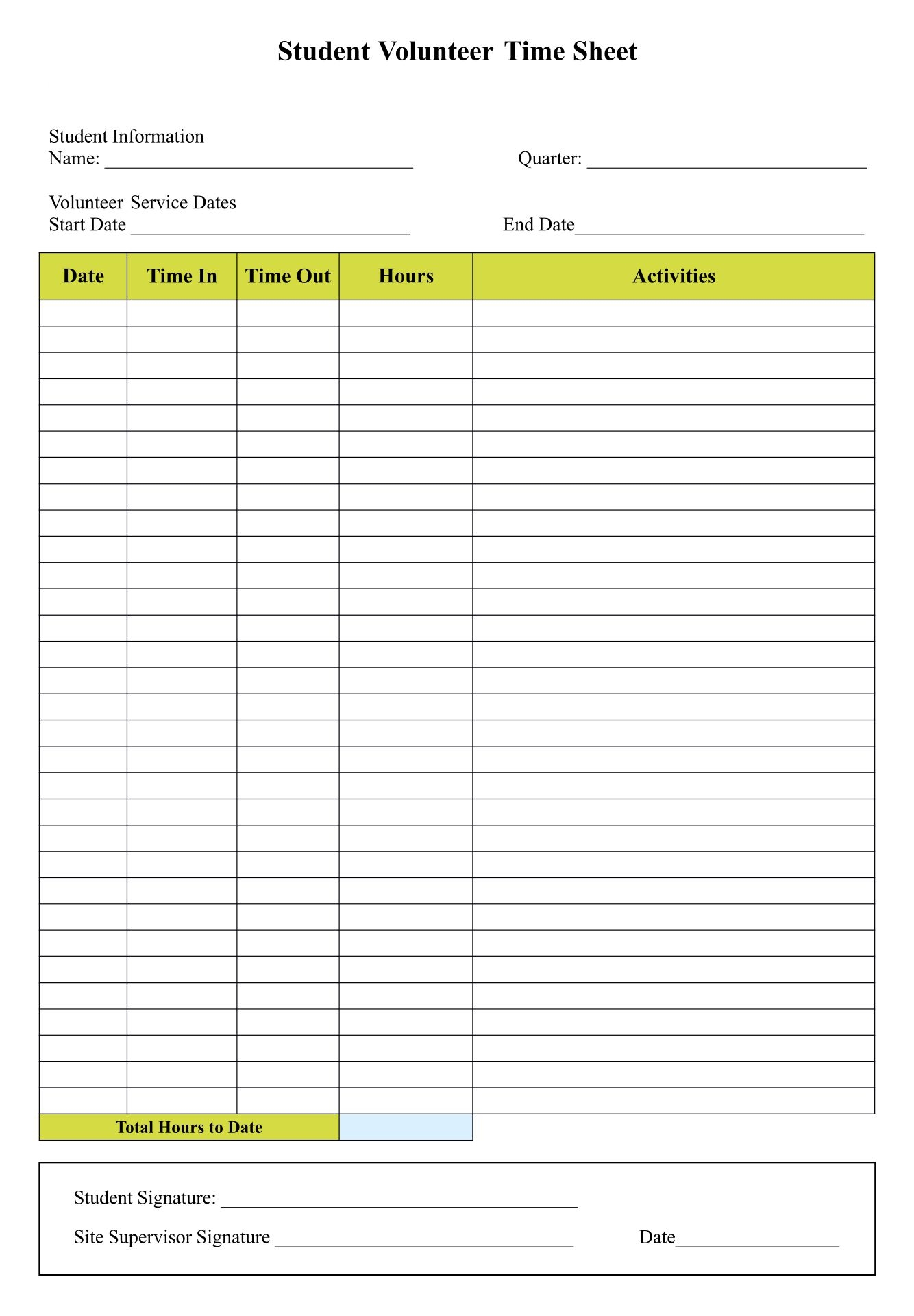 10 Best Blank Printable Timesheets Printablee