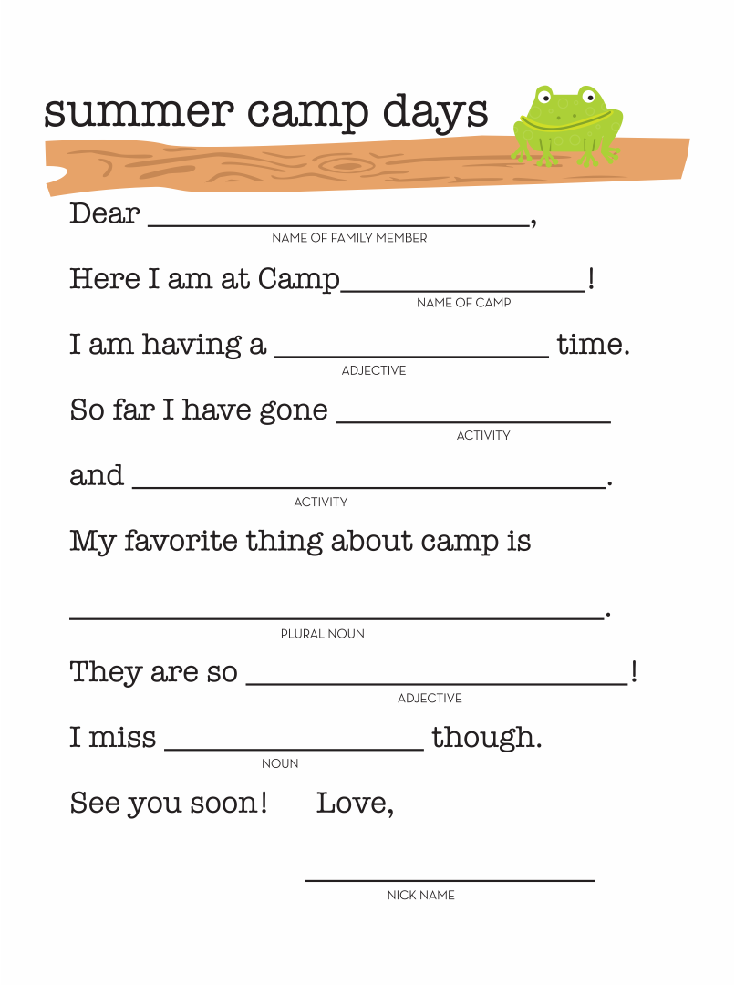 10 Best Camping Mad Libs Printable Printablee